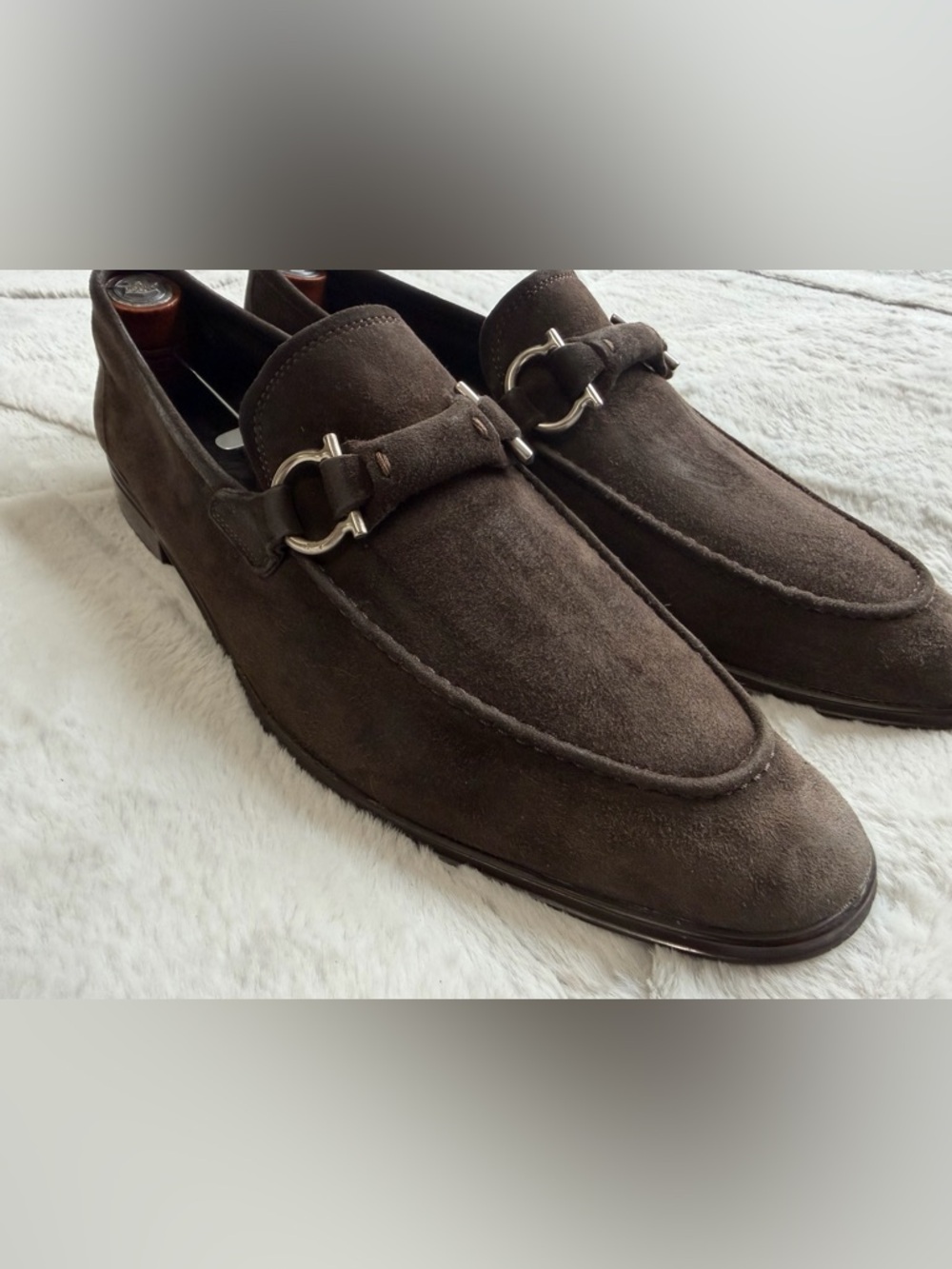 Salvatore Ferragamo Brown Suede Bit Loafers
